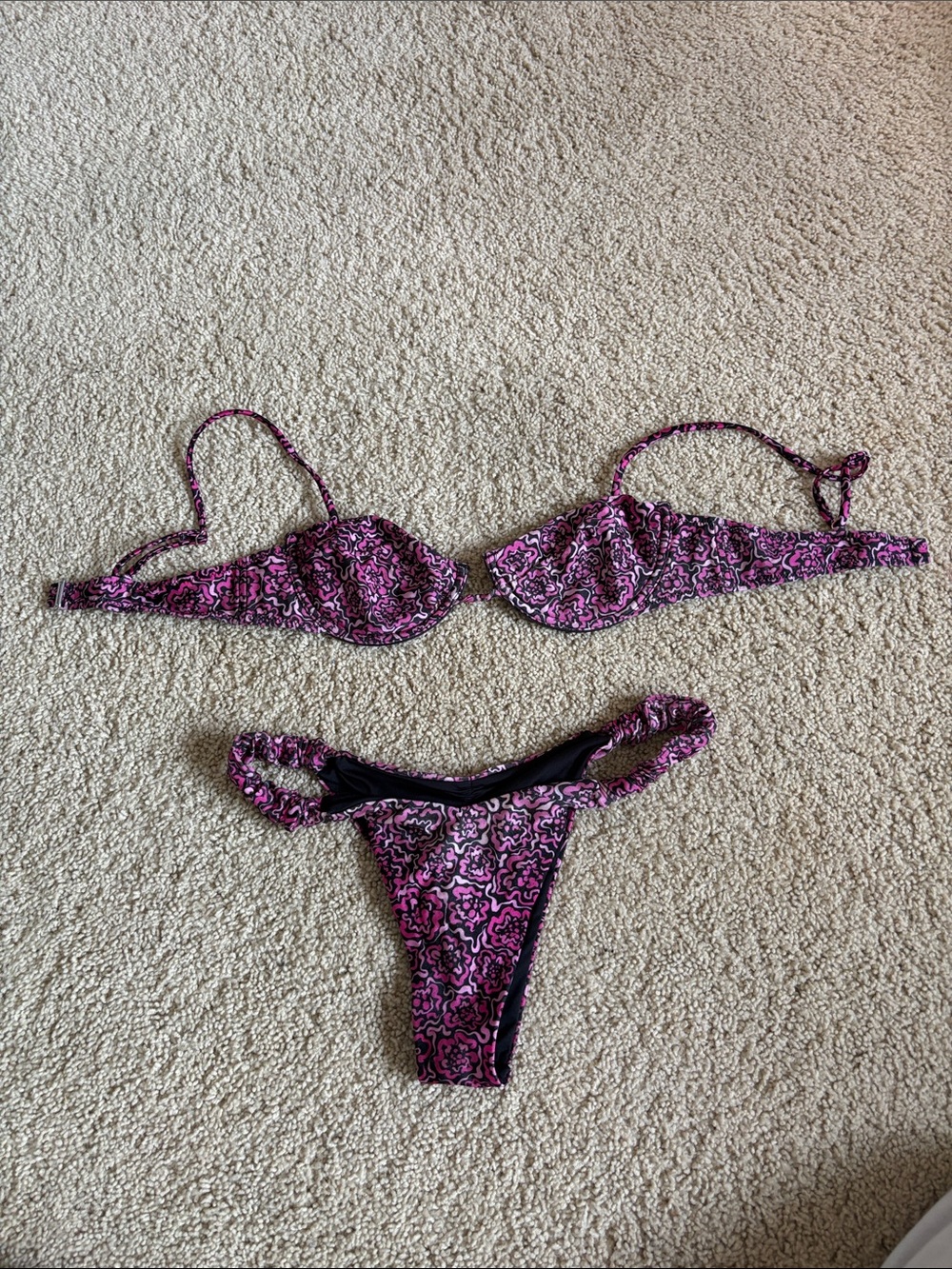 Women's Pink Patterned Bikini Set